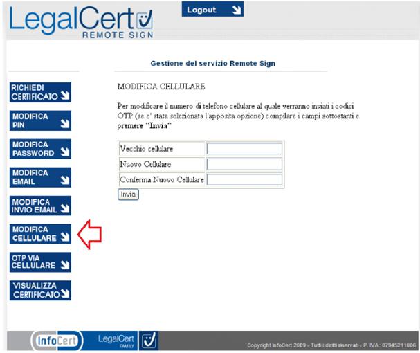 N.B. per ogni ulteriore approfondimento sull utilizzo del portale LegalCert REMOTE SIGN si può consultare il Manuale Utente all indirizzo: https://ncfr.infocert.it/ncfr/ncfrservlet.