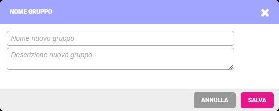 Cliccando sull icona modifica in corrispondenza del gruppo desiderato, si aprirà una finestra che permetterà di: modificare il nome del gruppo; modificare la descrizione del gruppo.