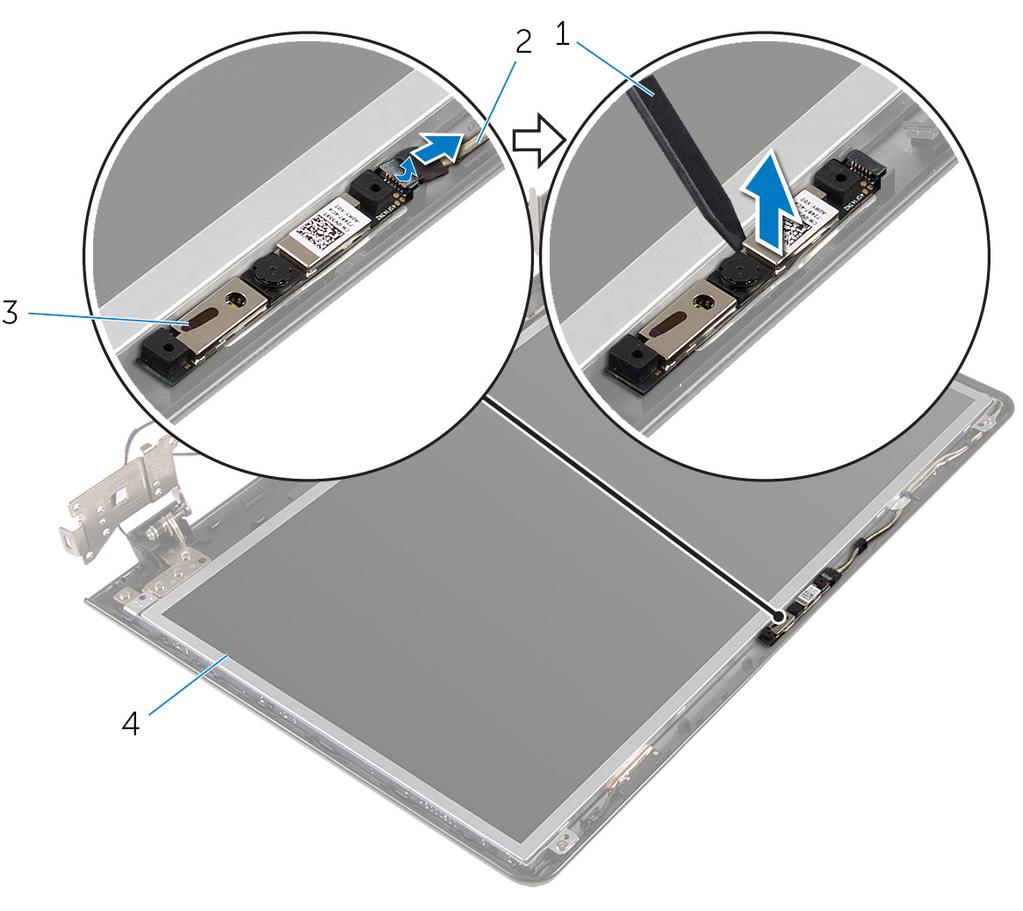 Procedura 1 Scollegare il cavo della fotocamera dal modulo fotocamera.