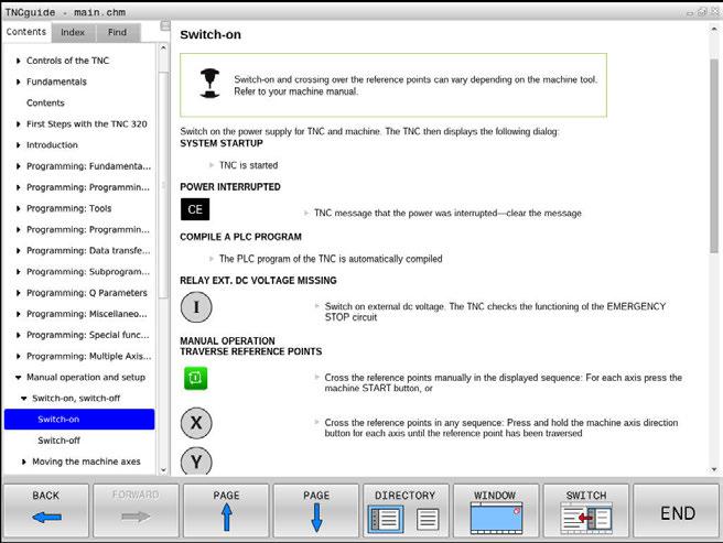 6 Ausili di programmazione Sistema di guida contestuale TNCguide Softkey Funzione Visualizza/maschera l indice Commuta tra la rappresentazione a tutto schermo e la rappresentazione ridotta.