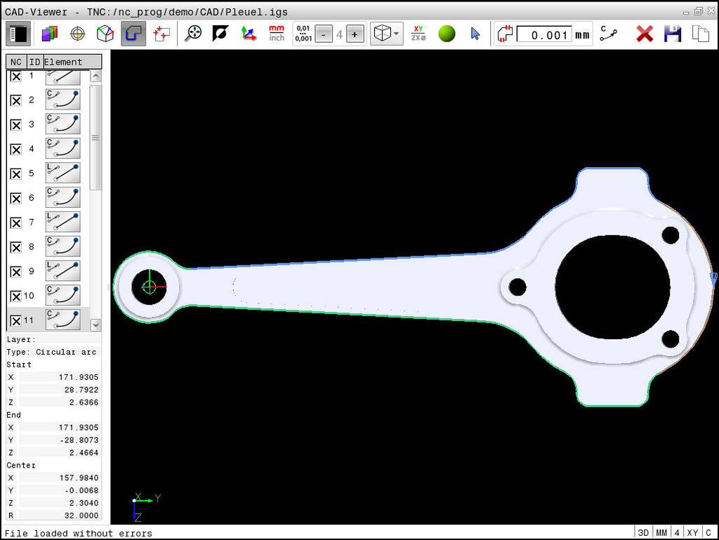 12 Conferma dati da file CAD Ripartizione dello schermo CAD Viewer 12.