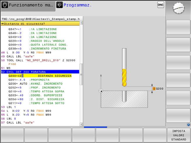 2 Primi passi Programmazione della prima parte Creazione del programma ciclo I fori rappresentati a destra in figura (profondità 20 mm) dovrebbero essere realizzati con un ciclo di foratura standard.