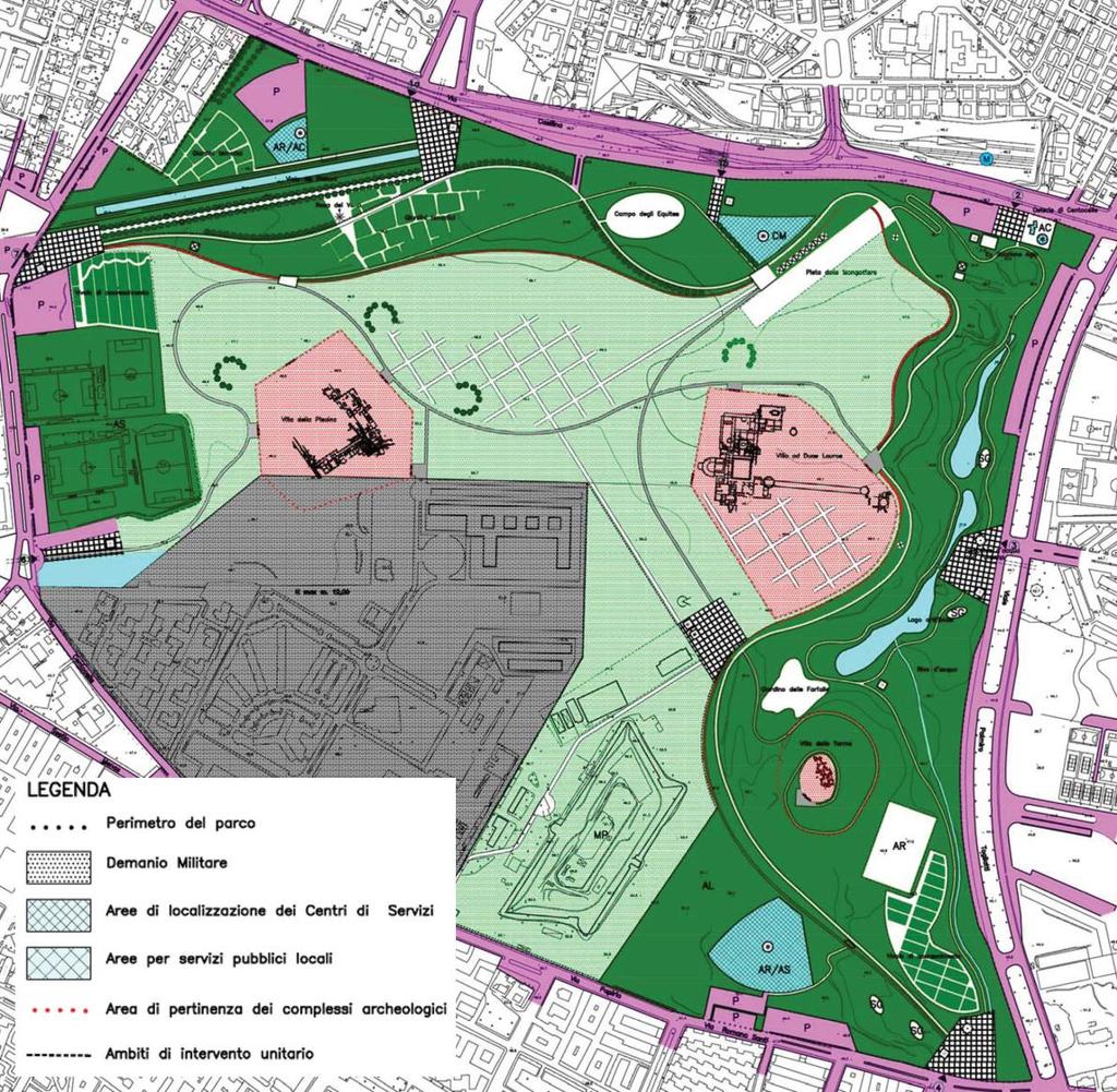 PIANO PARTICOLAREGGIATO SUB-COMPRENSORIO PARCO DI CENTOCELLE Il piano particolareggiato del sub-comprensorio Parco di Centocelle ha preso atto della destinazione di fatto dell area prevedendo la