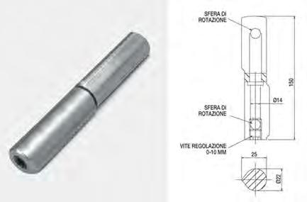 sfilabile in acciaio zincato o ottone, cuscinetto reggispinta a sfere in acciaio cementato.