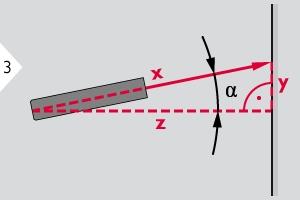 Operazioni Smart Horizontal Mode La distanza orizzontale viene calcolata in base alla funzione trigonometrica del coseno con 1 lunghezza nota e 1 angolo noto.