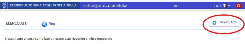 4. Inserimento di un nuovo Atto Il modulo di domanda si compila direttamente su web, sfogliando in successione le videate proposte dal sistema.