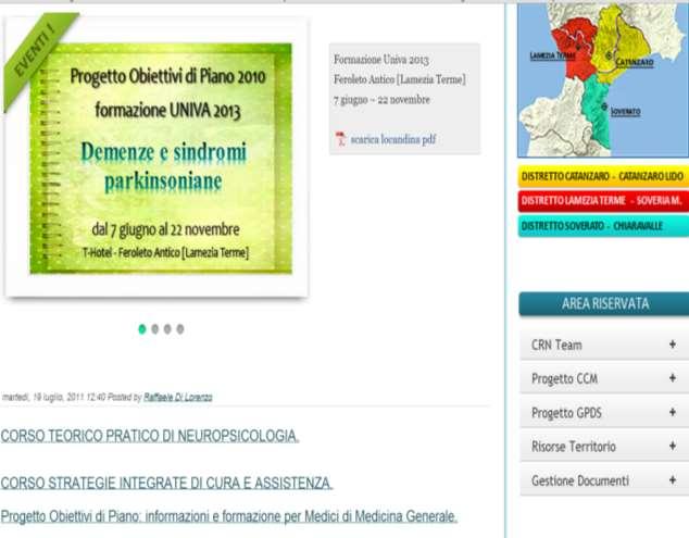 Portale www.univacalabria.it INFORMARE I CITTADINI SUI SERVIZI SOCIO-SANITARI PRESENTI SUL TERRITORIO.