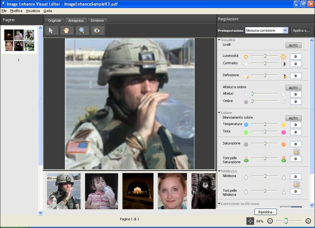 IMAGE ENHANCE VISUAL EDITOR 53 Appare la finestra di Image Enhance Visual Editor.