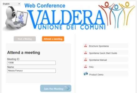 Collegarsi come Partecipante L immagine seguente mostra la schermata con l opzione Attend a meeting selezionata (arancio).