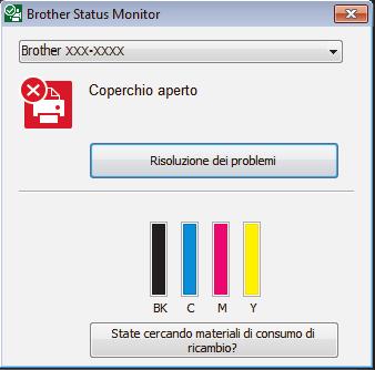 Individuare l errore Uso dello Status Monitor Fare doppio clic sull icona delle applicazioni. nella barra Individuare la soluzione L icona verde indica la normale condizione di standby.