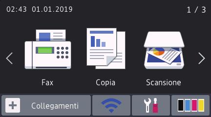 Descrizione del touchscreen LCD Modelli correlati: DCP-L3550CDW/MFC-L3710CW/MFC-L3730CDN/ MFC-L3750CDW/MFC-L3770CDW È possibile selezionare due tipi di schermate per impostare la schermata principale