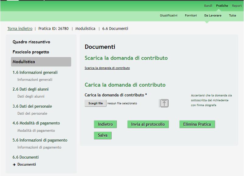 3.6 Modulo 6 Documenti Nel sesto modulo è necessario allegare la documentazione richiesta dal bando.