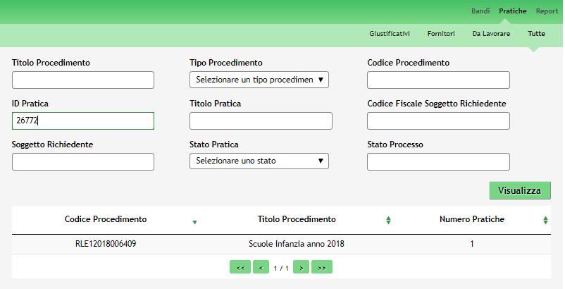 4. Area Pratiche In qualunque momento è possibile accedere alla propria pratica tramite il menu PRATICHE.