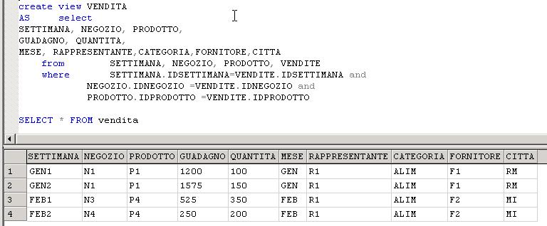 Misura QUANTITA additiva: Calcolo delle misure Per eseguire : select P, SUM(QUANTITA) " " " "from VENDITA " " " "group by P!