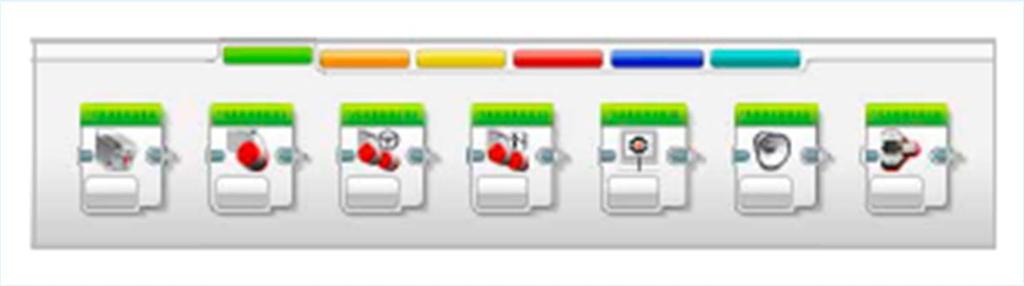 Action Block (Blocchi delle azioni) (in ordine da sinistra a destra) + Medium Motor (Motore medio) + Large Motor (Motore grande) + Move Steering (Movimento con