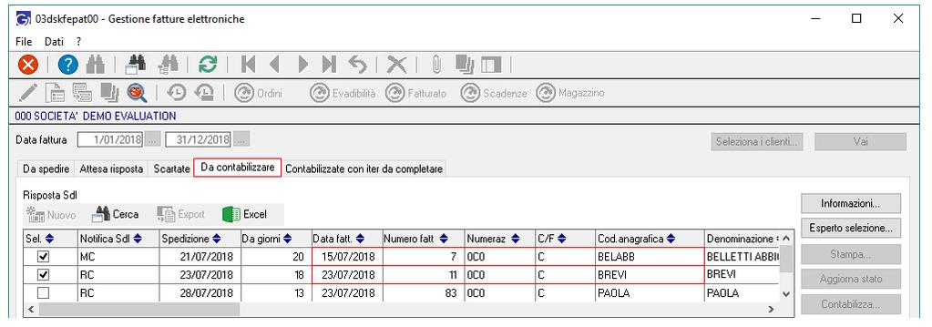 AGGIORNAMENTO DA FATTURAZIONE