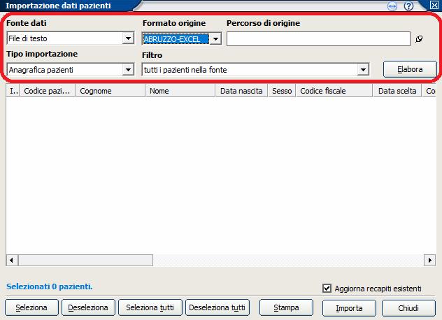 ABRUZZO AGGIORNAMENTO ANAGRAFICA PAZIENTI DAL PORTALE DELLA REGIONE Viene data la possibilità, scaricando il file Excel dall area riservata del portale della regione Abruzzo https://sanita.regione.abruzzo.