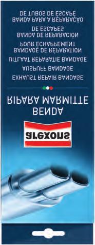 BENDA RIPARA MARMITTE l Benda speciale per riparare marmitte anche catalitiche e tubi di scarico. l E costituita da una resina epossidica impregnata con fibre di vetro intrecciate.