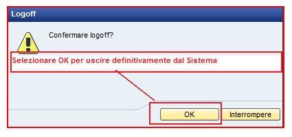 7. Uscita dal Sistema Per uscire dal Sistema utilizzare il tasto di