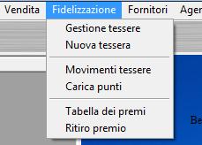 GESTIONE TESSERE FIDELIZZAZIONE (torna all'indice) Nella sezione Fidelizzazione del menù principale del software PowerFATT sono disponibili alcune schede per la