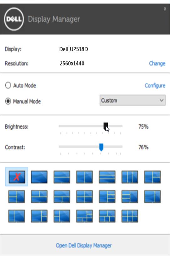 Usare la finestra di dialogo Impostazioni rapide Facendo clic sull icona di Dell Display Manager nella barra delle notifiche viene visualizzata la finestra di dialogo Impostazioni rapide.