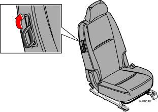 Interni Sedile posteriore 1 2 A Sedile posteriore seconda fila (versione sette posti) Ribaltamento dello schienale in avanti per accesso nell abitacolo Sollevare l impugnatura (1) e,