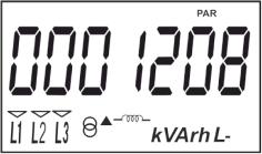 Energia Induttiva parziale, quadrante L- Energia Capacitiva parziale, quadrante C+ Energia Capacitiva parziale, quadrante C- Ore di funzionamento in esercizio parziale (dall ultimo reset parziale)