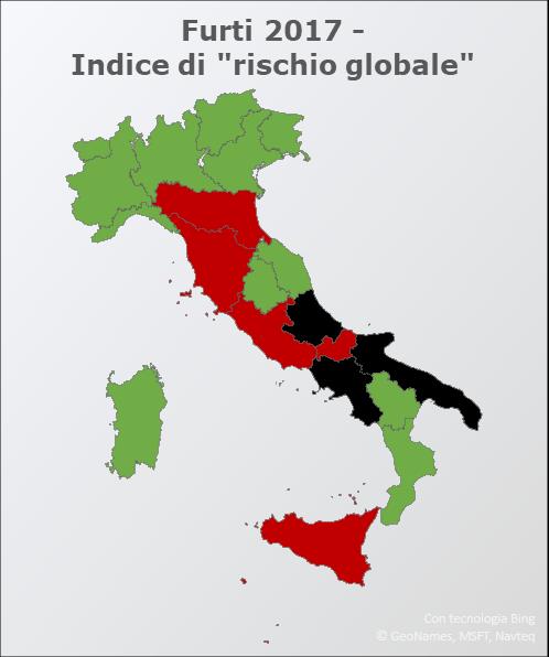 Regione Tabella 2 Indice di rischio (furti ogni 100 punti operativi) nel 2017 per categoria e regione Banche Uffici postali Tabaccherie Farmacie Abruzzo 6,4 2,5 1,9 3,4 Basilicata 0,9 0,6 0,6 1,4