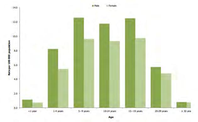 Spagna e Regno Unito, Repubblica Ceca, Islanda INCIDENZA PAROTITE,2016 Età più