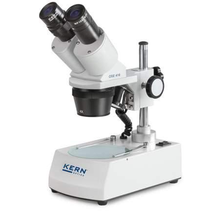 Stereomicroscopio KERN OSE-41 Con inserto bianco per stativo 04 OSE 416/417 EDUCATIONAL LINE Il piccolo e robusto microscopio per la scuola, i centri di formazione e gli opifici Con inserto nero per