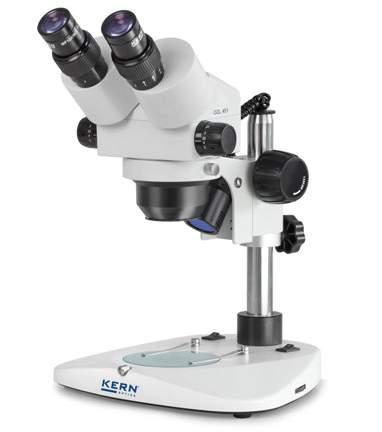 Stereomicroscopio zoom KERN OZL-45 04 LAB LINE Stereomicroscopio zoom con o senza illuminazione alogena, per laboratori, centri di formazione, controllo qualità o agricoltura Caratteristiche La serie