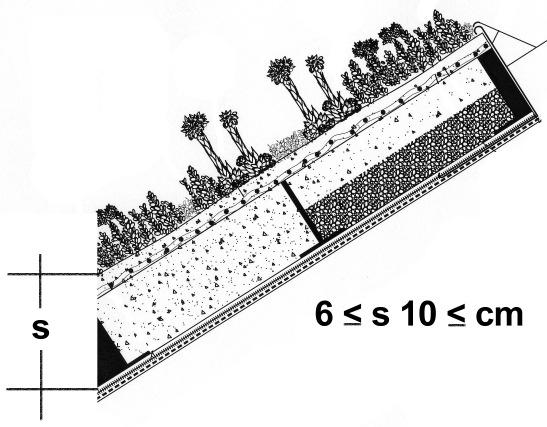 Allegato 1 - Categorie di superficie N14 N15 Copertura a verde pensile su falda inclinata con spessore totale medio 6 s 10 cm (da estradosso impermeabilizzazione a estradosso substrato) con