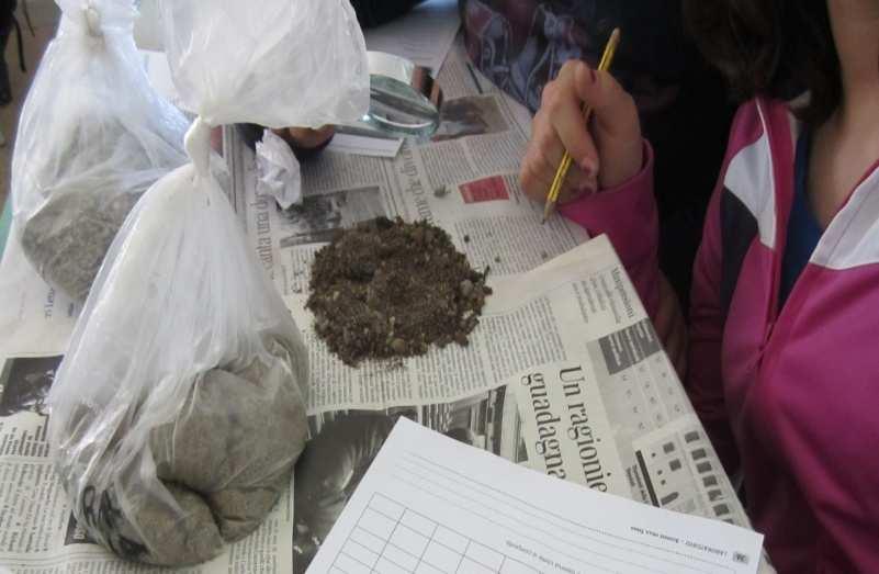 Esperienza laboratoriale raccontata dai ragazzi Per lo studio del terreno è importante avere a disposizione dei campioni da analizzare.