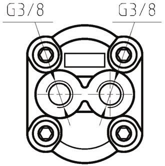 BOCCHE DI ASPIRAZIONE E MANDATA INLET AND OUTLET PORTS ASPIRAZIONE LATERALE SIDE INLET MANDATA ANTERIORE FRONT OUTLET ASPIRAZIONE LATERALE SIDE INLET MANDATA LATERALE SIDE OUTLET ASPIRAZIONE