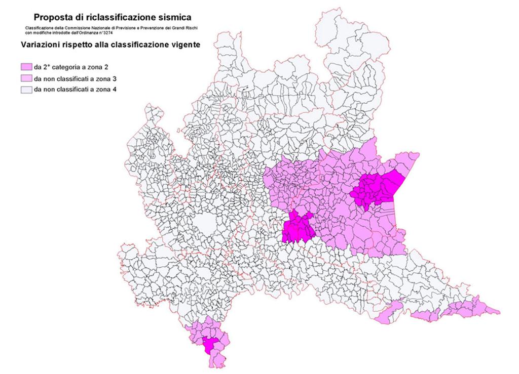 Rischio sismico Classificazione sismica Regione Lombardia