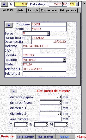 Dati paziente dati di riferimento (nome, cognome, ID ) dati sensibili del