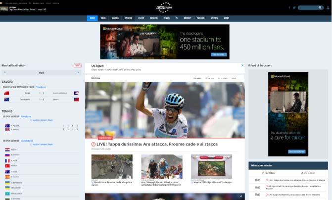 5 M Utenti unici al mese Top sport sections (Unique browsers) 8.