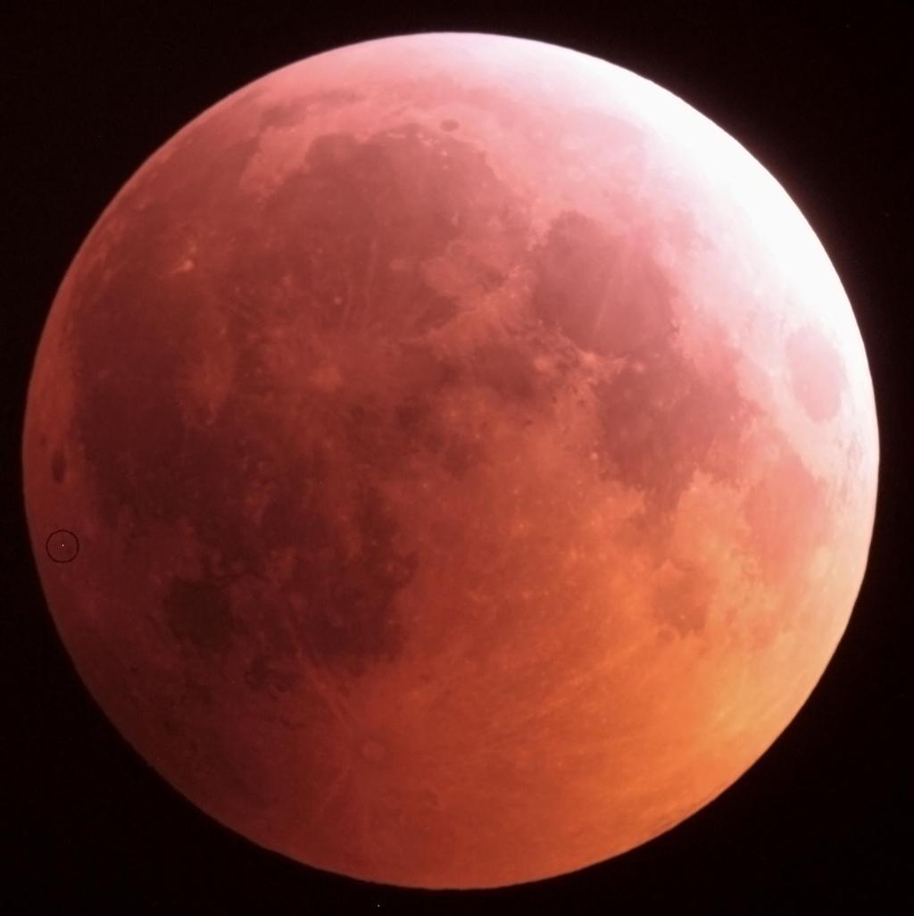 Ricerca Impatti Lunari Eclisse di Luna e Probabile impatto 21-01-2019 Luigi Zanatta nel momento dell'impatto ho questa foto però penso sia un pixel caldo ho provato il filtro