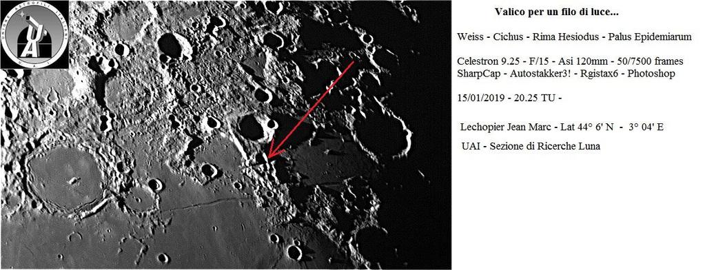 Le foto della Sezione di Ricerca Luna - UAI Weiss-Cichus 15-01-2019 Alle 20:25 T.U. SC 9.