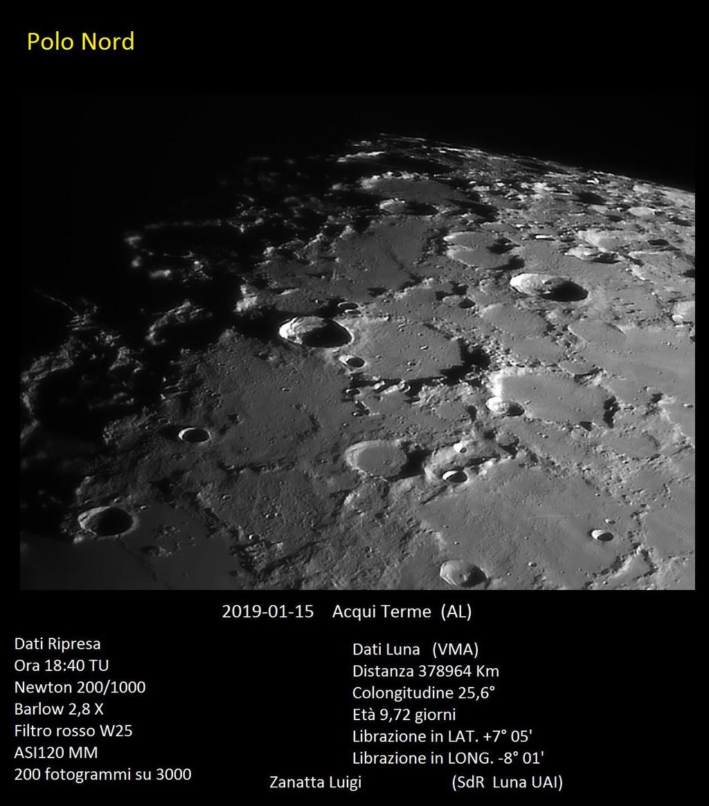 Le foto della Sezione di Ricerca Luna - UAI Polo Nord 15-01-2019 Alle 18:40 T.U. Newton 200/1000mm Barlow 2.