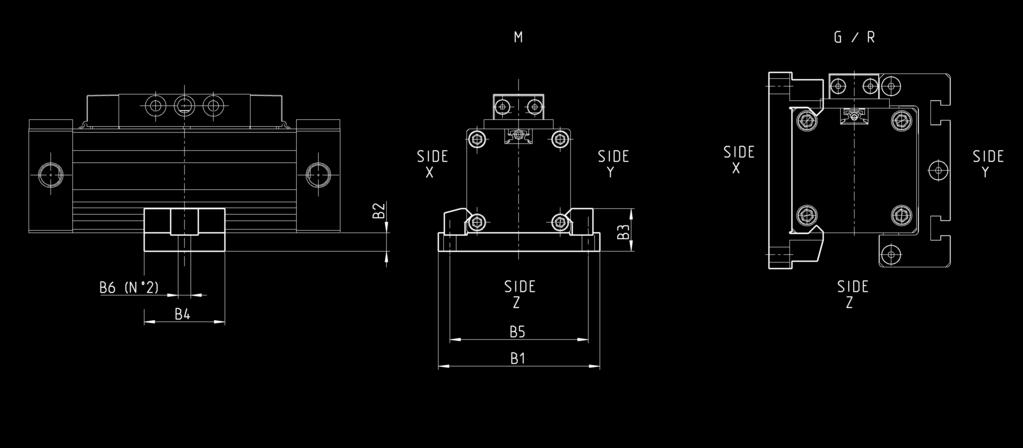 G o R montaggio sui lati X e Y BH-52-32 32 85 0 23.5 40 73 6.5 per cilindri vers. M montaggio sul lato Z BL-52-32 32 85 0 23.5 40 73 6.5 per cilindri vers. M, G o R, montaggio sui lati X e Y BH-52-40 40 05 0 23.