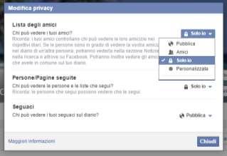 IMPOSTAZIONI PRIVACY LISTA AMICI Click su Amici e sulla matita in alto a destra e click su Modifica privacy.