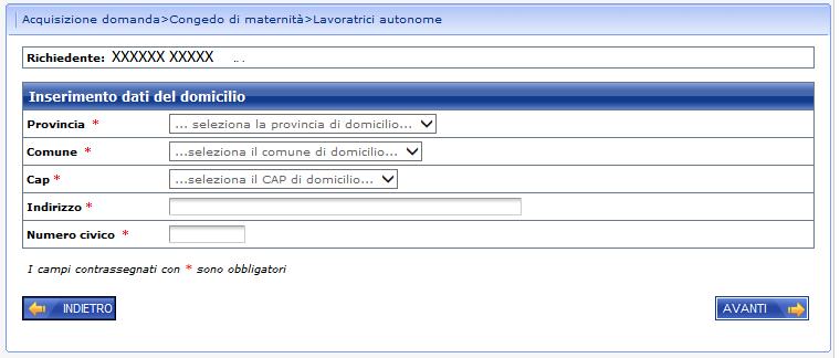 FIGURA 5- DATI DOMICILIO DEL RICHIEDENTE 5.2.