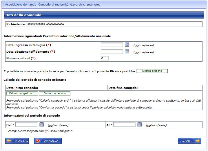 Cliccando sul pulsante Avanti il sistema memorizza i dati in archivio e mostra la successiva pagina Lista minori. 5.2.2.6.