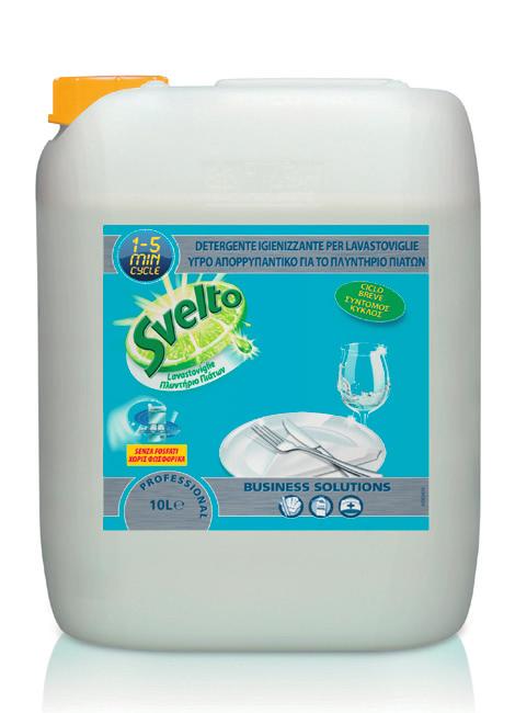SVELTO LIQUIDO PER LAVASTOVIGLIE 10 LT Svelto Liquido per Lavastoviglie Professionale è il detergente liquido alcalino con cloro attivo per lavaggio meccanico delle stoviglie, appositamente formulato