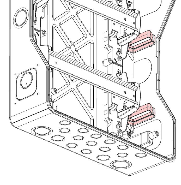 F107NCH Set composto da 2 cerniere che uniscono la parte posteriore del centralino al coperchio.