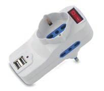 girevole 2P+T 6A presa universale 2P+T 0/6A+T 250V 2 prese bivalenti 2P+T 0/6A+T 250V 2 prese USB 500mA - 5V dc 0 SPINE PRESE