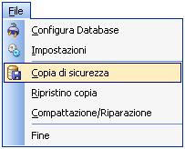 i dati in caso di problema Hardware o Software. 1. Per eseguire questa operazione selezionare Menu -> Copia di Sicurezza (Fig.