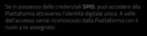 Poi selezionare ENTRA Se in possesso delle credenziali SPID, puoi accedere alla Piattaforma