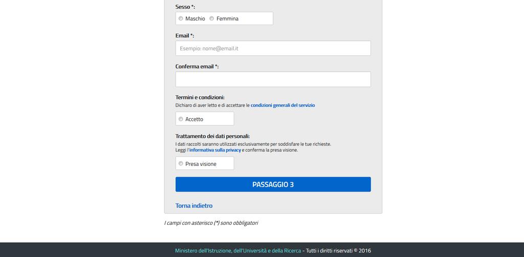 REGISTRAZIONE ALLA PIATTAFORMA ASL (4/6) Dopo aver visionato le «Condizioni